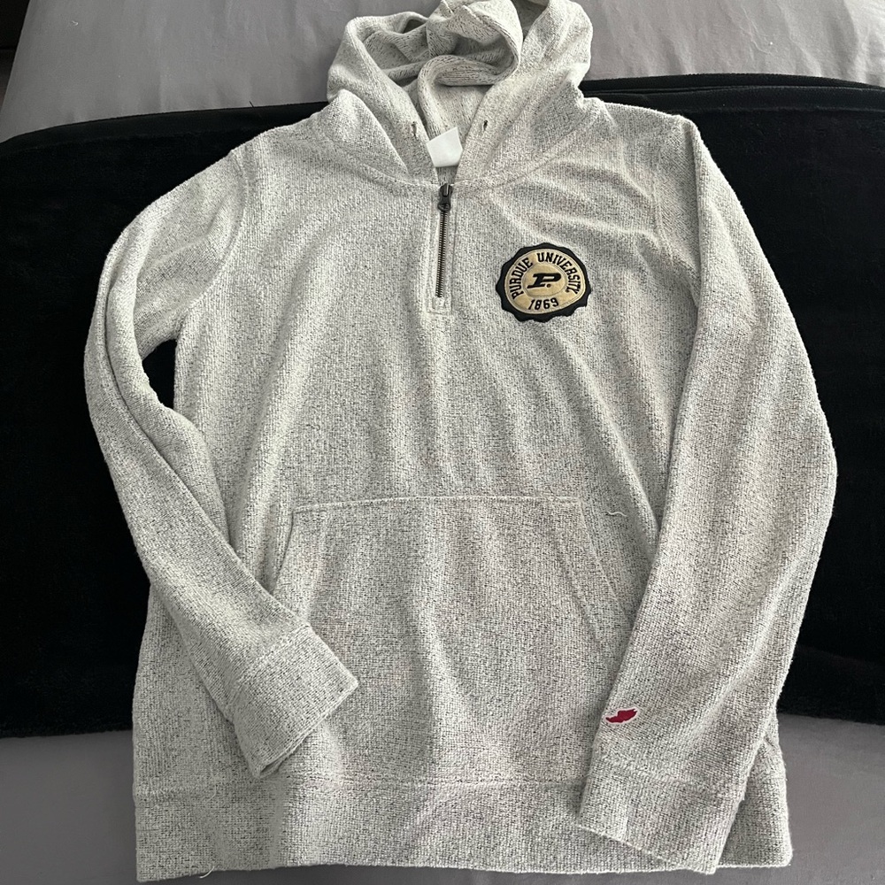 Gray Hooded Sweatshirt with Logo